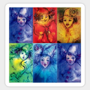 COLORFUL CIRCUS  CLOWNS Watercolor Collection Sticker